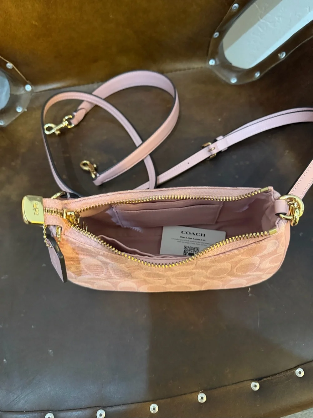 Coach Teri Pink Signature Denim CFF97 Mini Crossbody Bag New